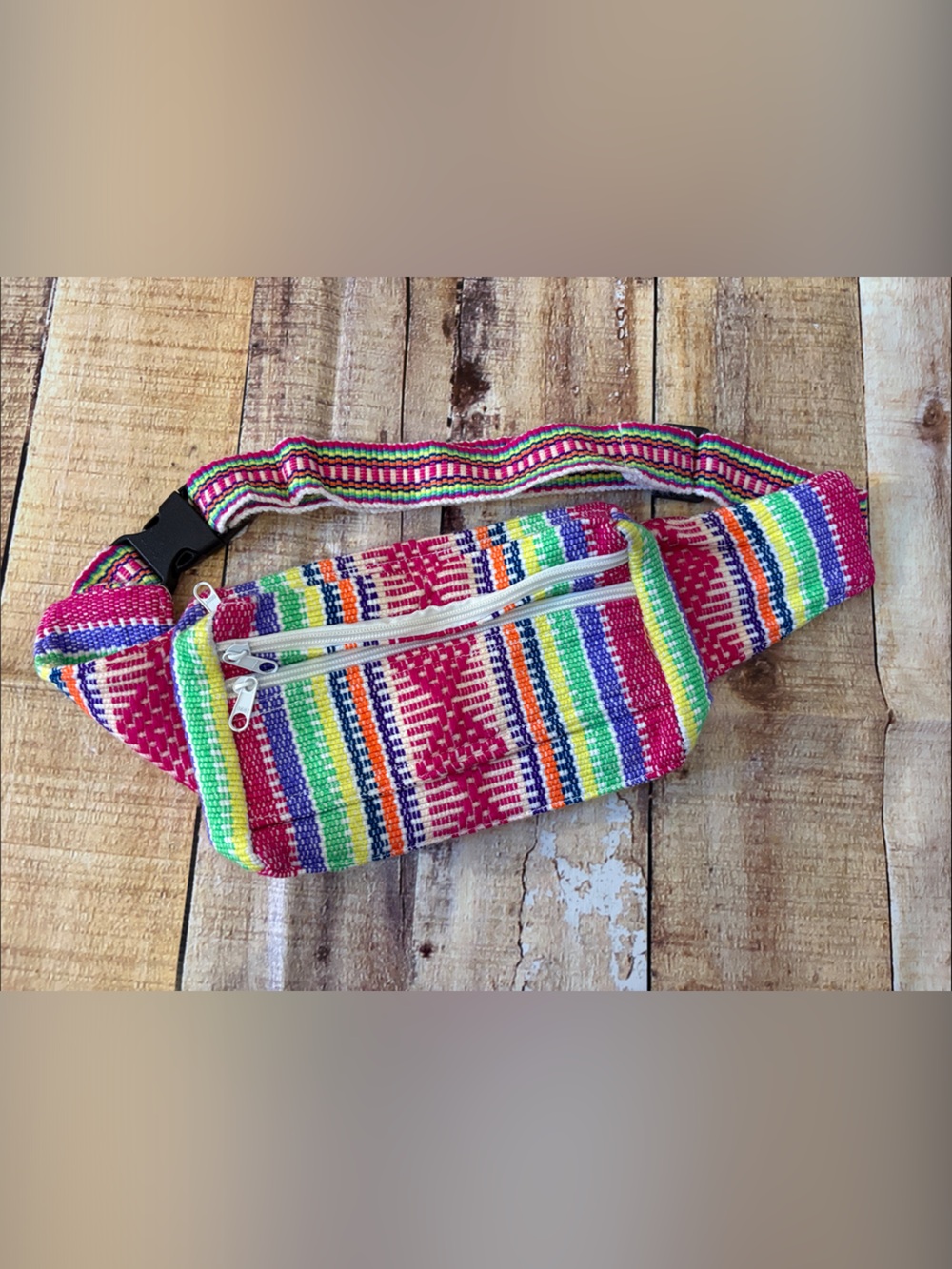 Colorful Striped Woven Fanny Pack